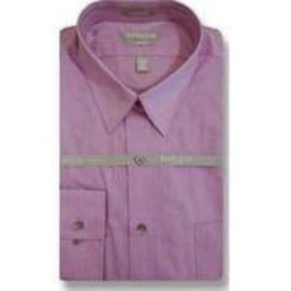 Mens Dress Shirt Van Heusen Purple 16 Neck Long Sleeve 32/33 Fitted Chambray - Picture 1 of 4
